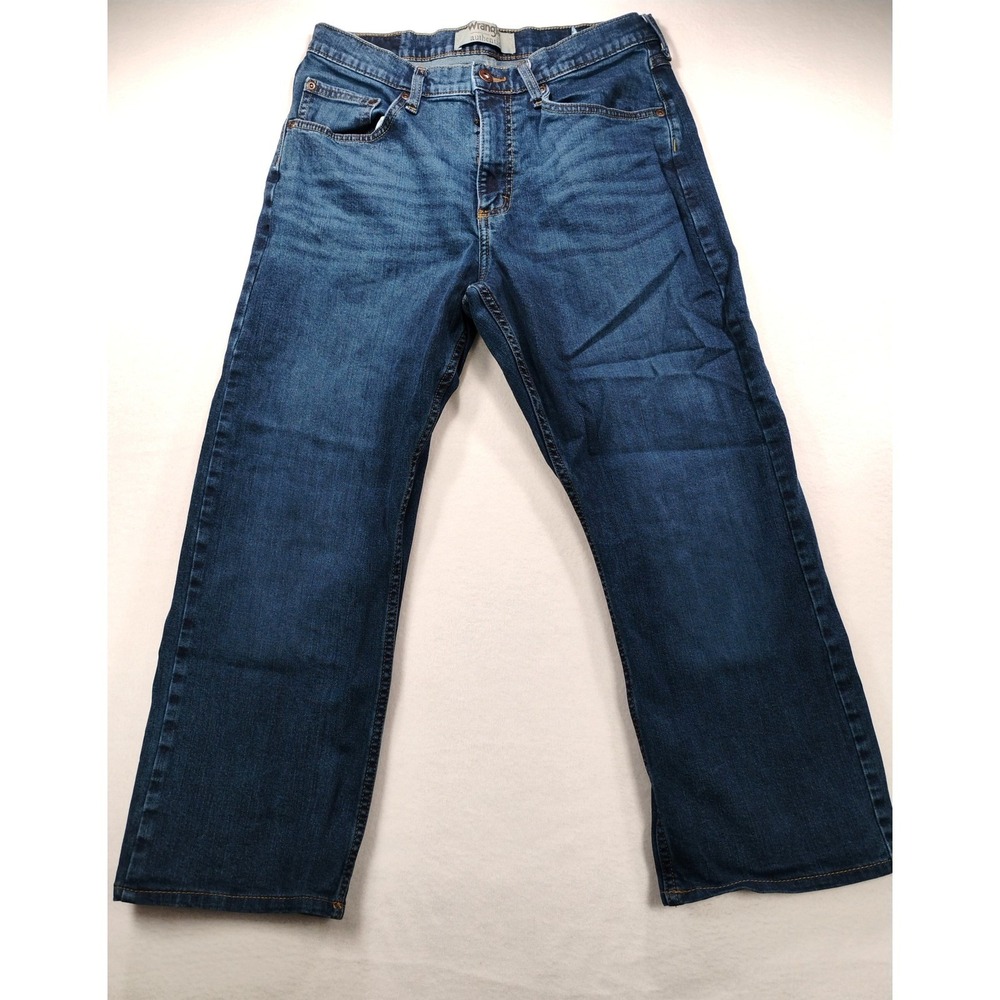 Wrangler Authentics Mens Straight Leg Jeans Blue Dark Wash 32x30